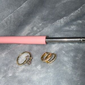 Gold and Silver Ring Set with Pink Handle for Tonya✨